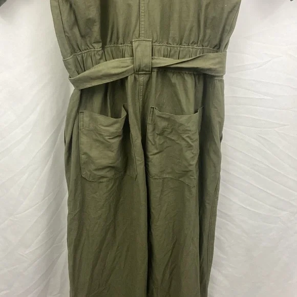 Everlane The Fatigue Utility Short Sleeve Linen Blend Jumpsuit Army Green Sz 00 - Picture 11 of 12